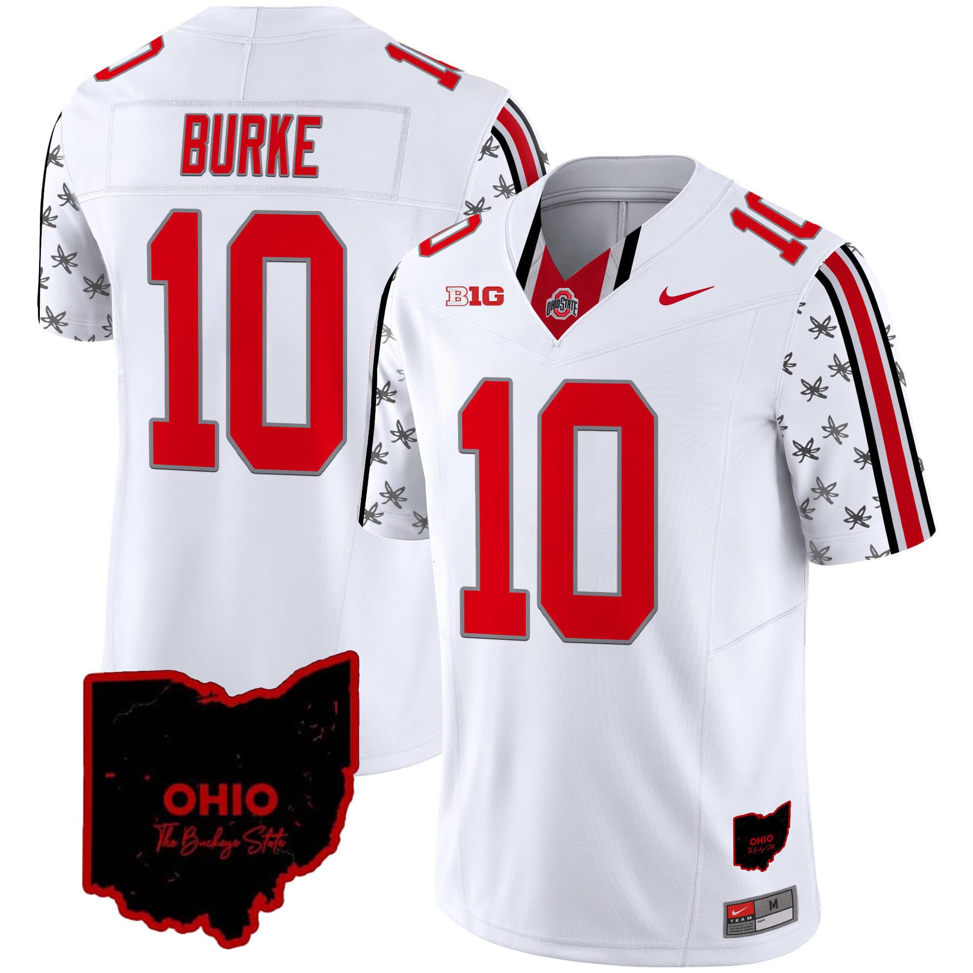 Men Ohio State Buckeyes #10 Burke White 2024 Nike Home Patch Vapor Limited NCAA Jersey
